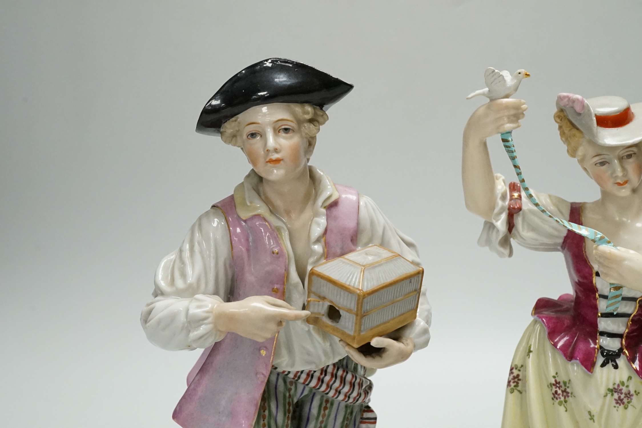 Two 19th century Ludwigsburg porcelain figures, 20cm